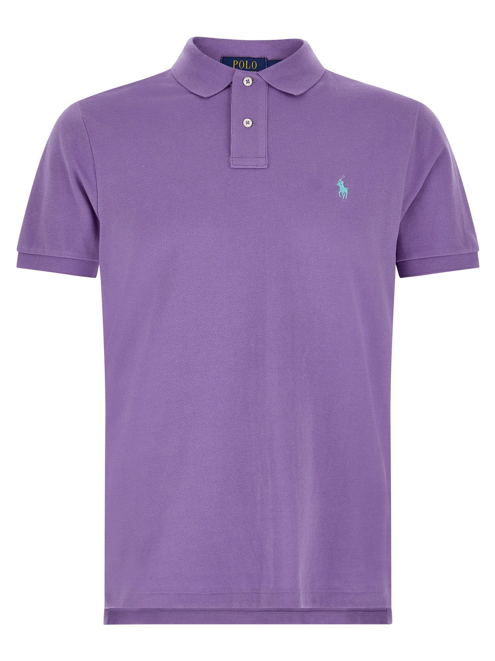 Polo Ralph Lauren Logo - Embroidered Piqué Cotton Polo Shirt — Purple