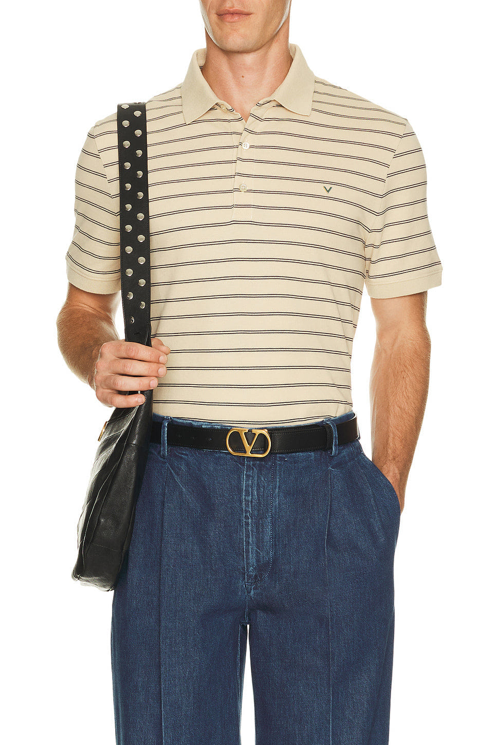 Valentino Striped Jersey Polo
