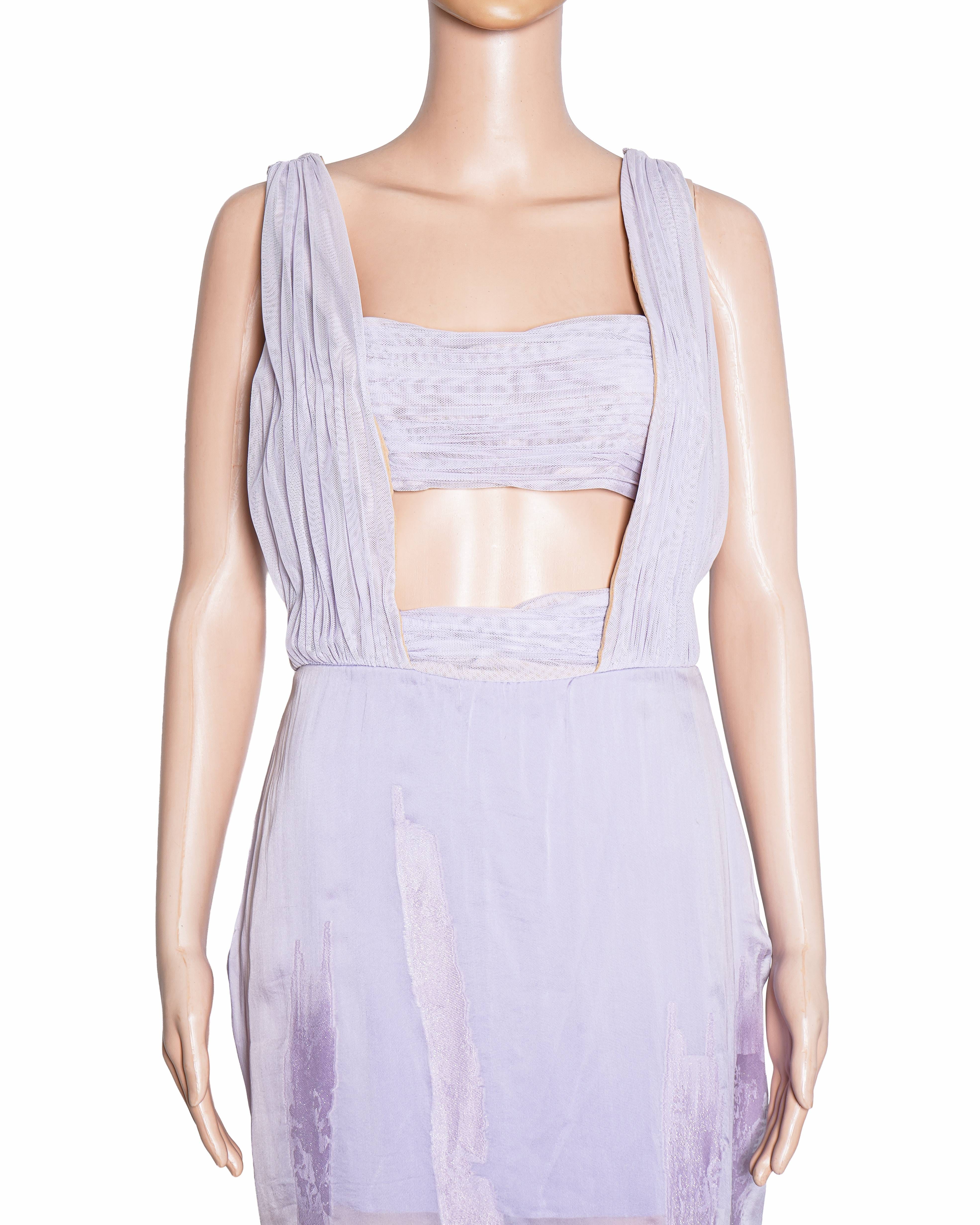 Versace Silk Cut - Out Maxi Dress In Lavender