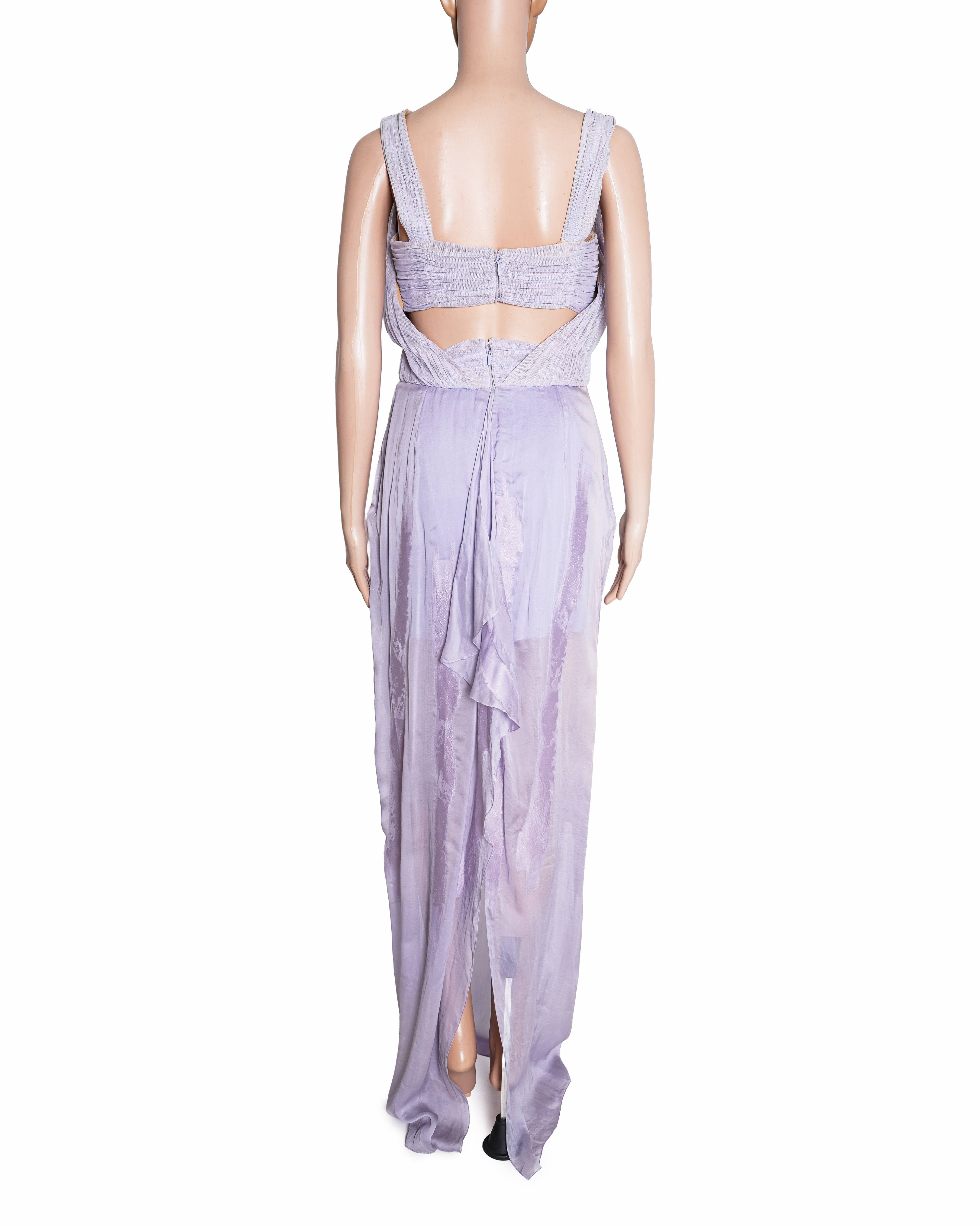Versace Silk Cut - Out Maxi Dress In Lavender