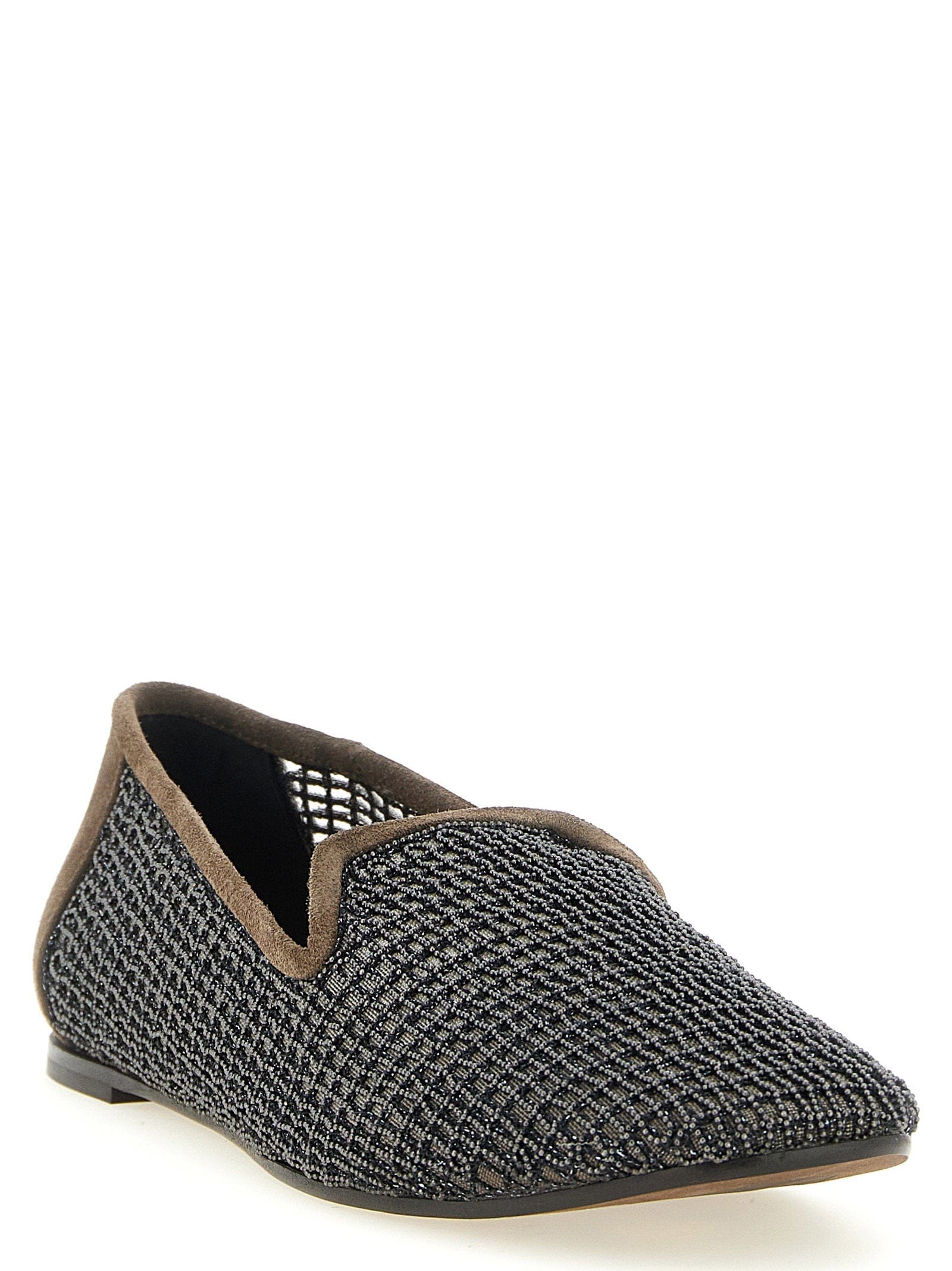 Brunello Cucinelli Embroidery Mesh Loafer — Brown