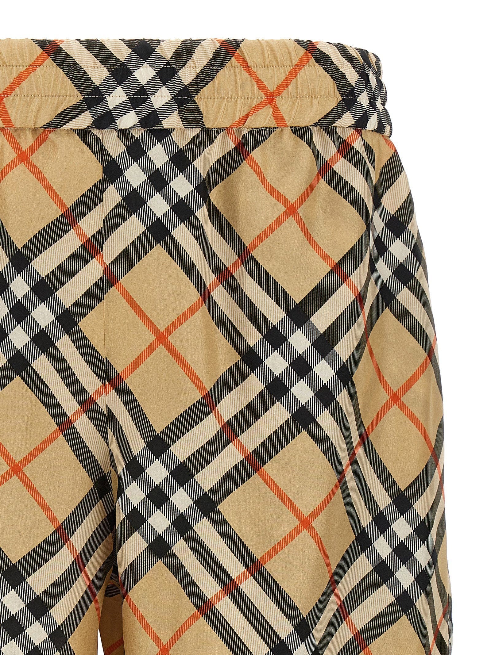 Burberry Burberry Check Silk Bermuda Shorts — Beige