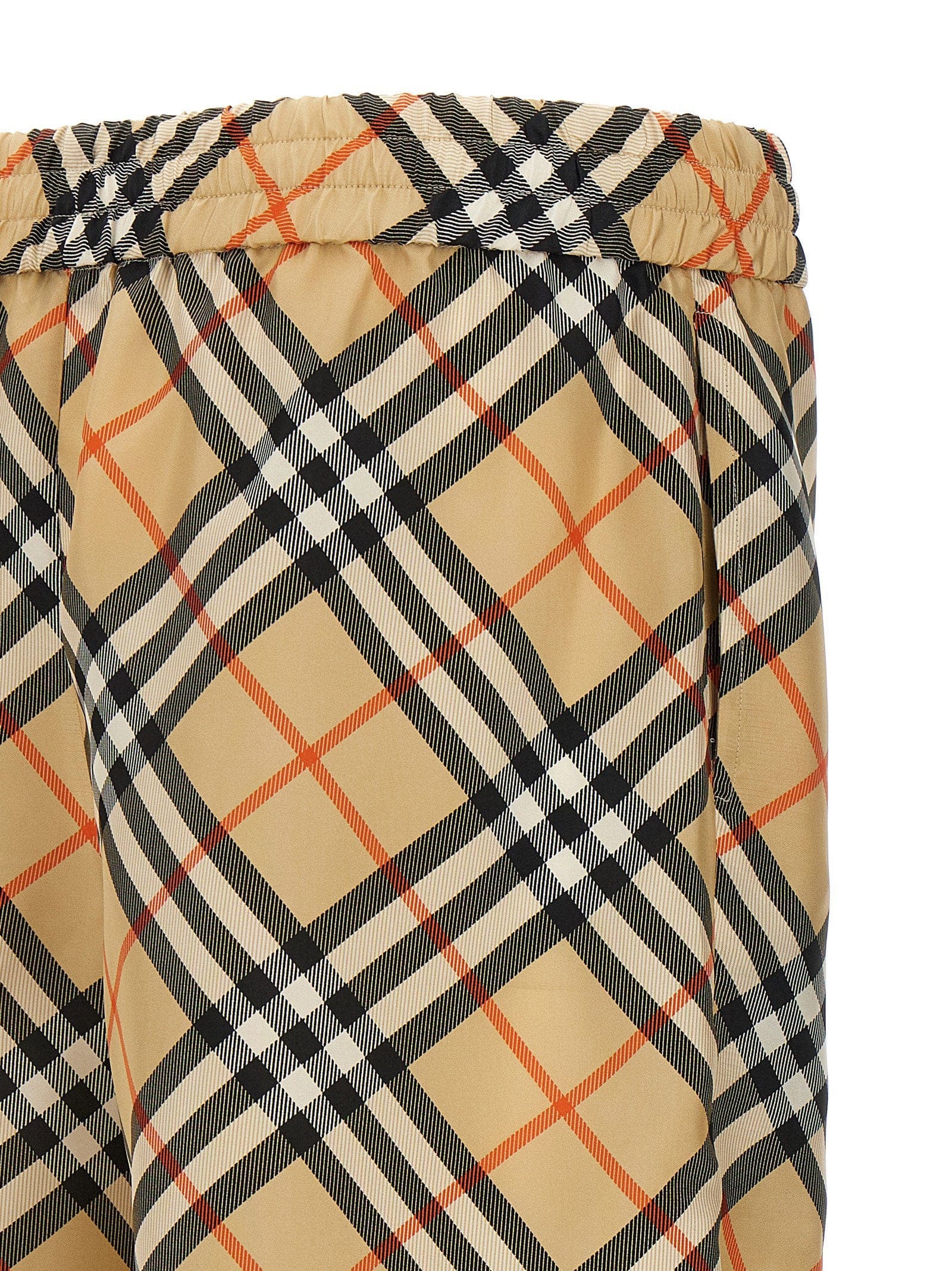 Burberry Burberry Check Silk Bermuda Shorts — Beige