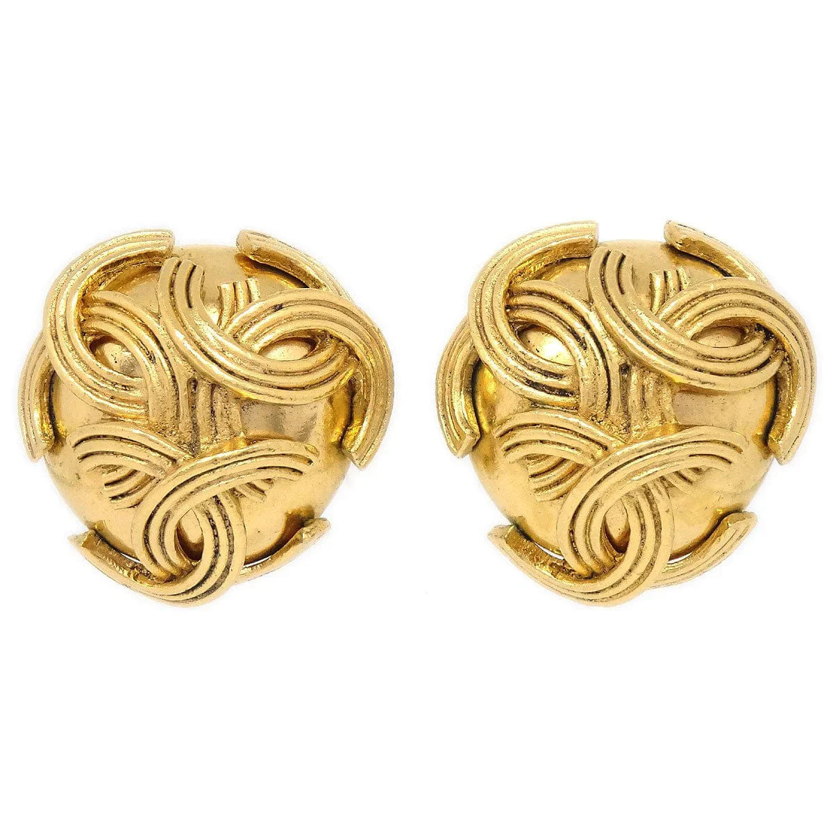 Chanel Triple CC Logo Clip - On Earrings Gold 94A