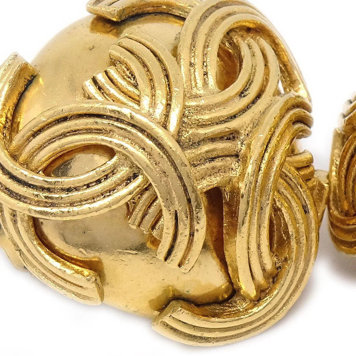 Chanel Triple CC Logo Clip - On Earrings Gold 94A
