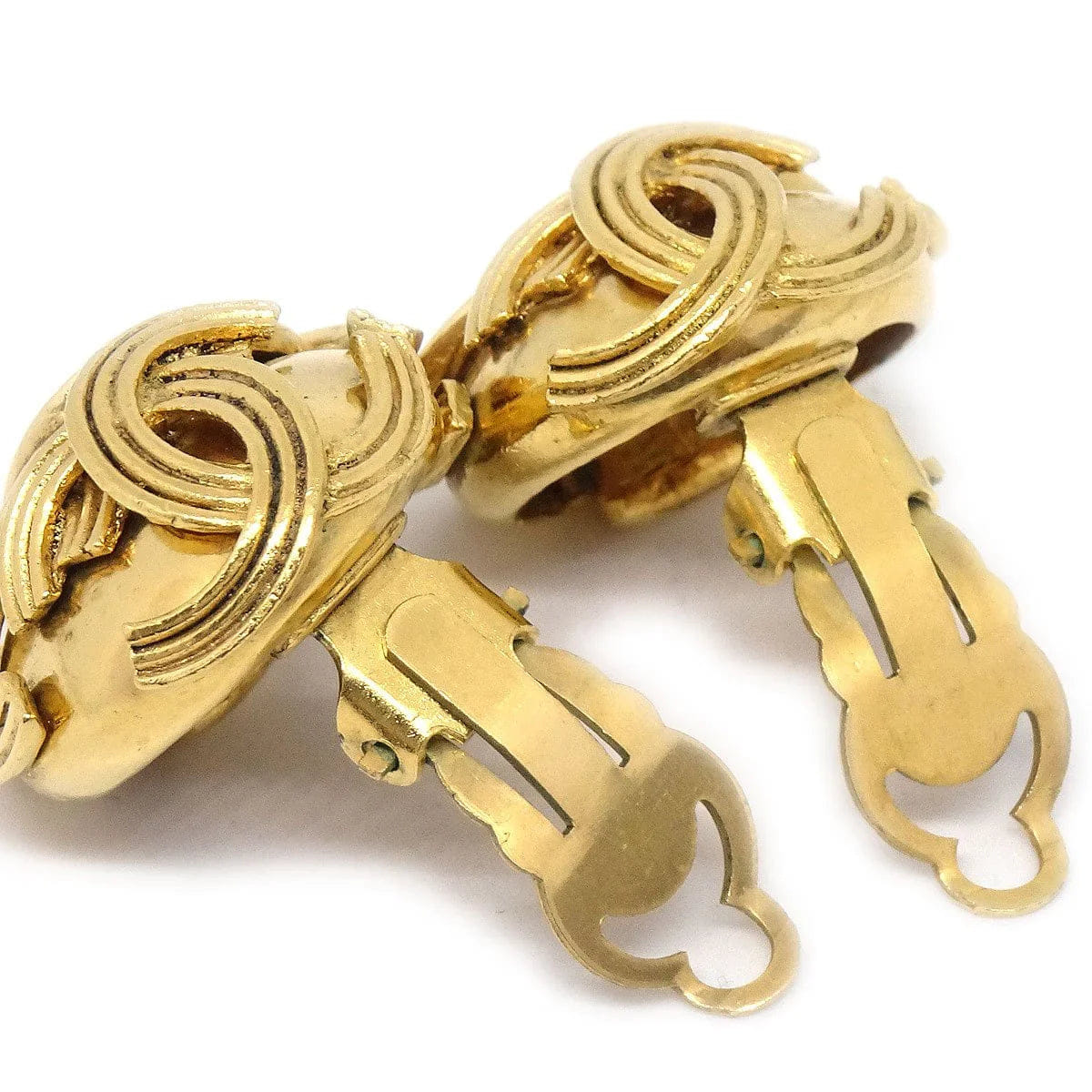 Chanel Triple CC Logo Clip - On Earrings Gold 94A