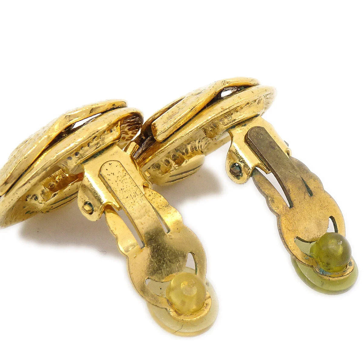 Chanel 1994 Quilted Button Earrings Gold Small