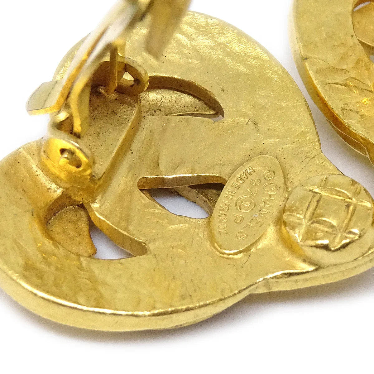 Chanel Heart Earrings Gold Clip - On 97P