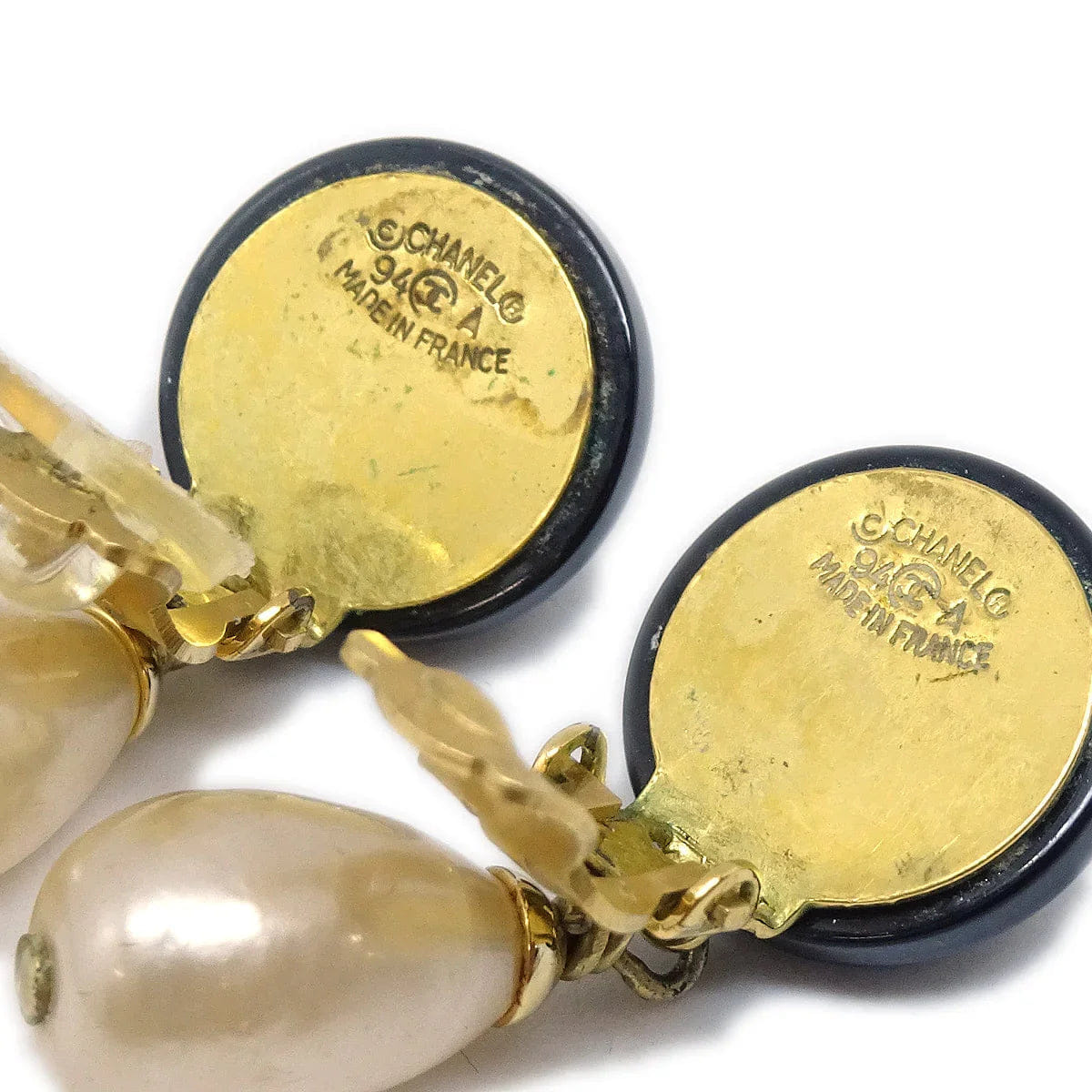 Chanel Fall Teardrop Pearl CC Dangle Earrings 94A