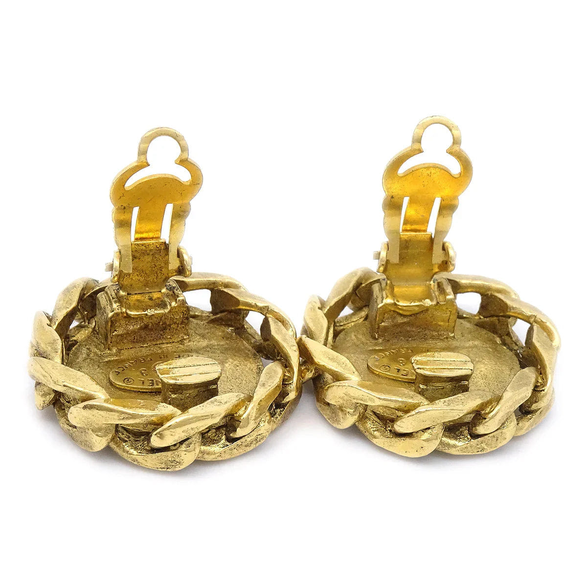 Chanel Rhinestone Earrings Clip - On Gold 23