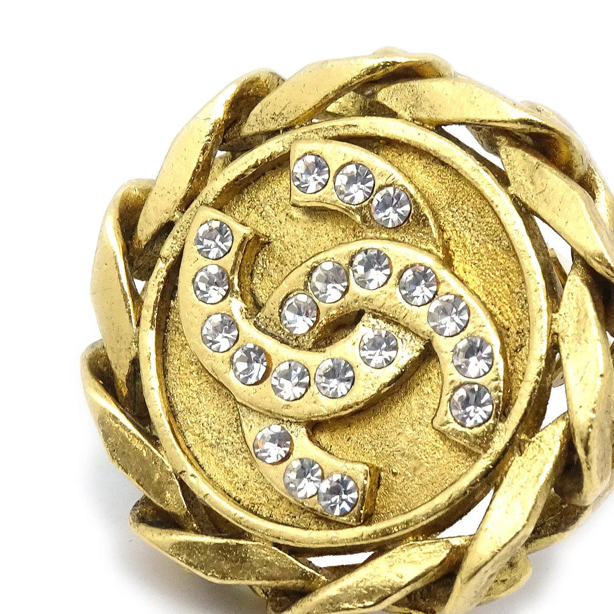 Chanel Rhinestone Earrings Clip - On Gold 23