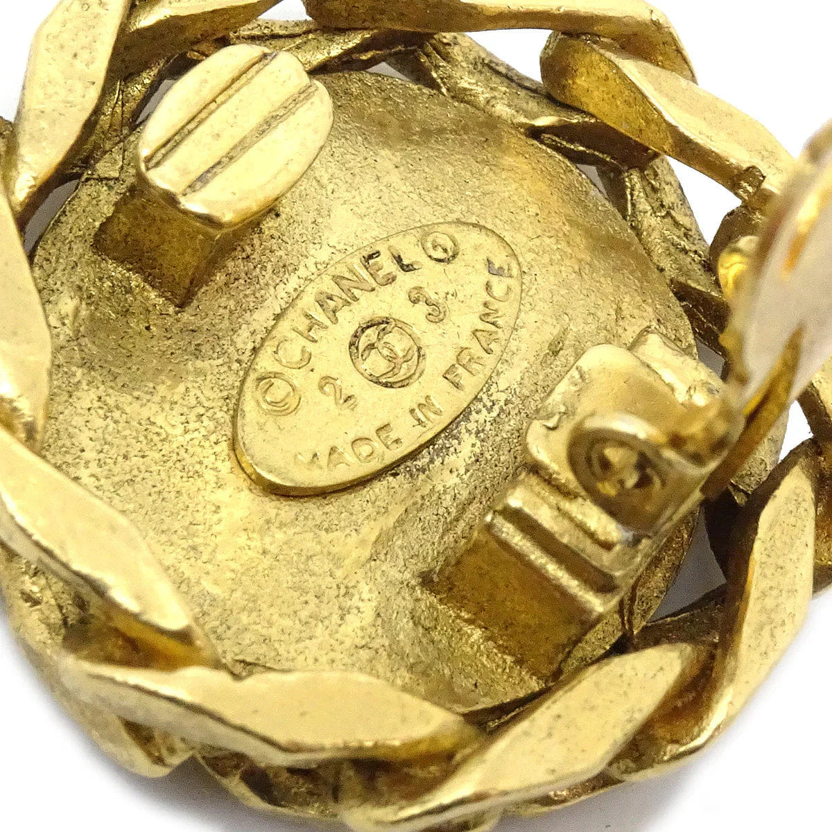 Chanel Rhinestone Earrings Clip - On Gold 23