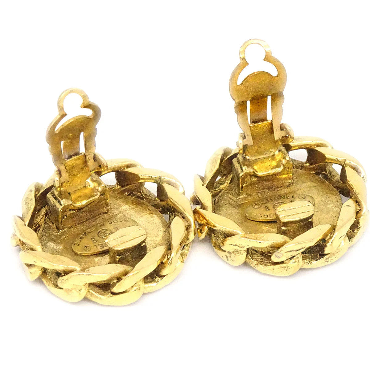 Chanel 1988 Crystal & Gold CC Earrings Clip - On