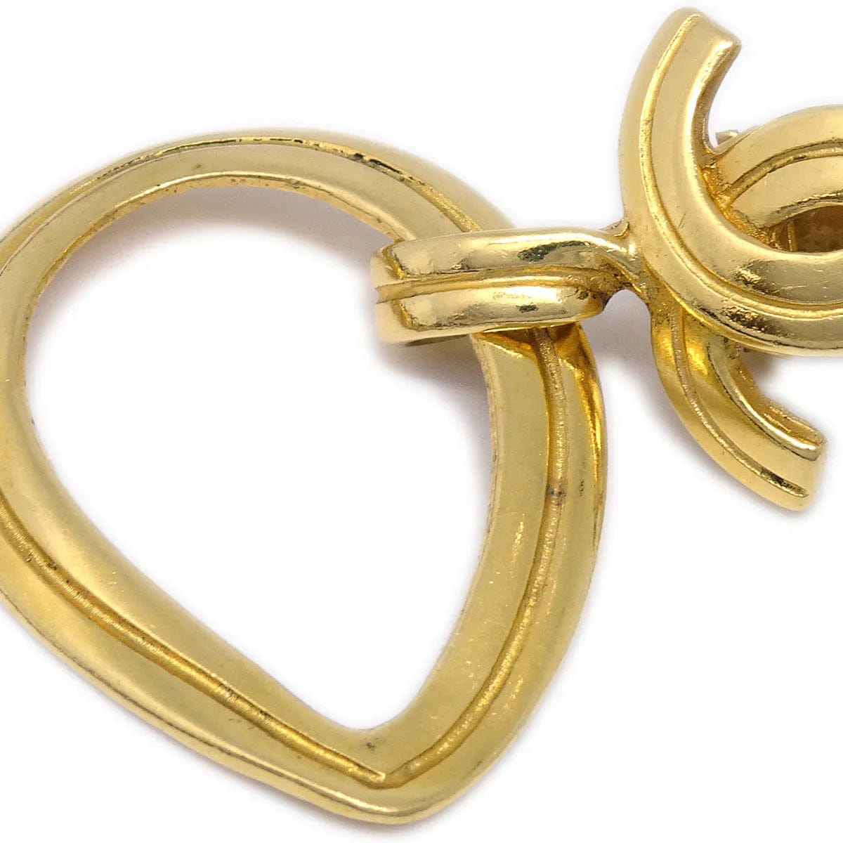 Chanel Dangle Hoop Earrings Gold Clip - On 96P
