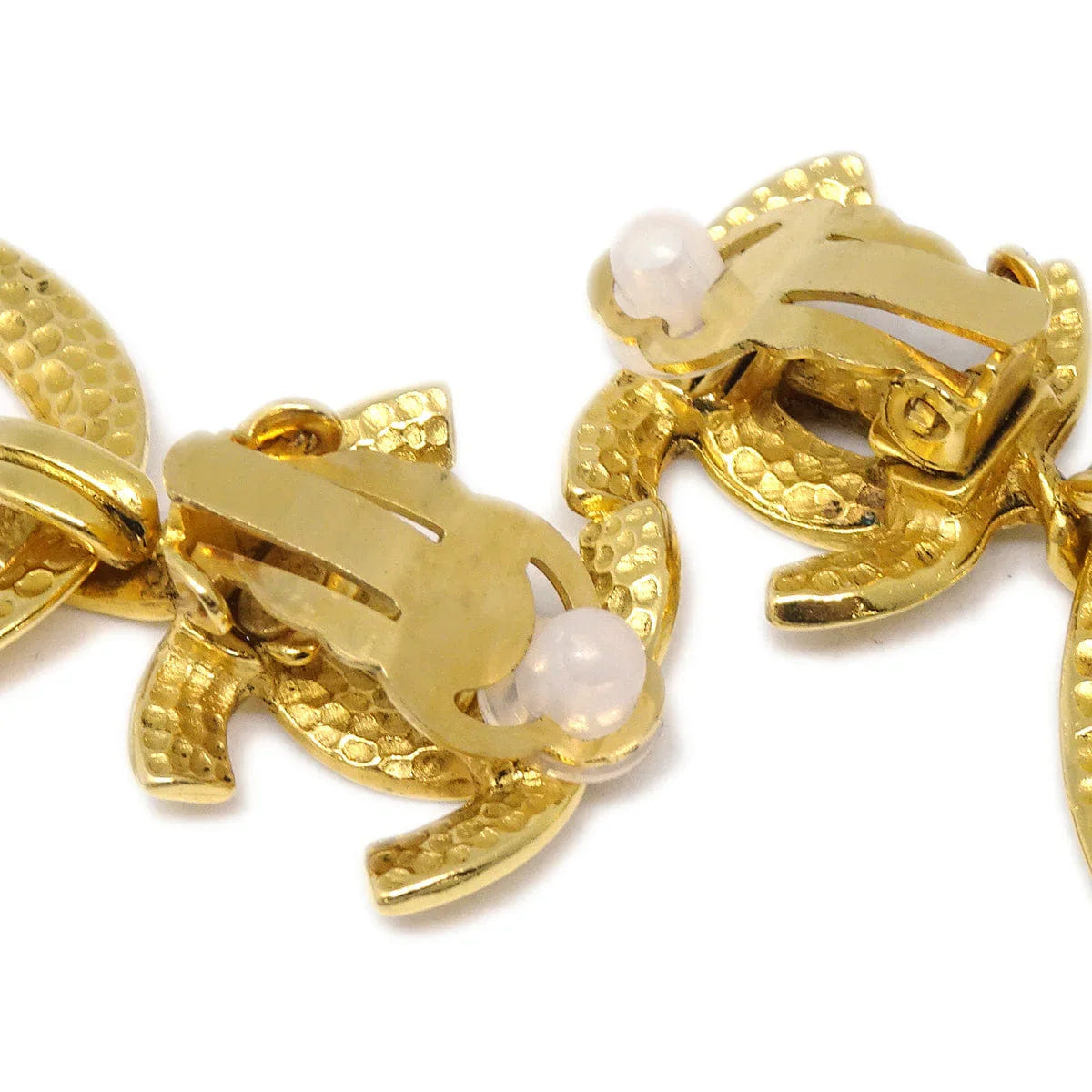 Chanel Dangle Hoop Earrings Gold Clip - On 96P