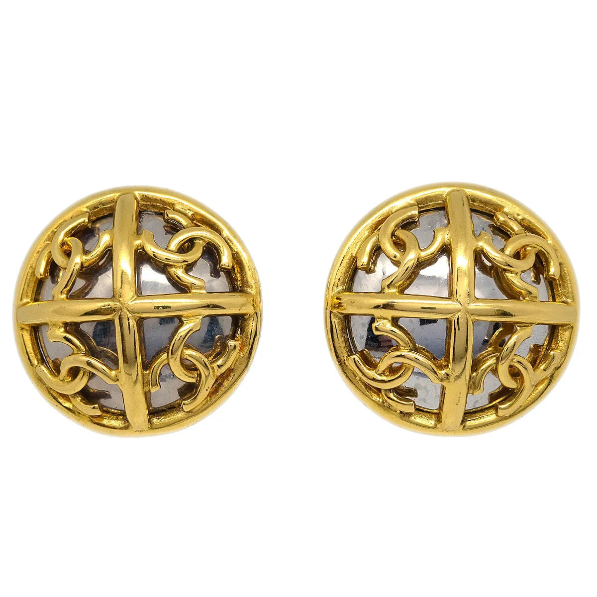 Chanel Button Earrings Gold Clip - On 93P/2939