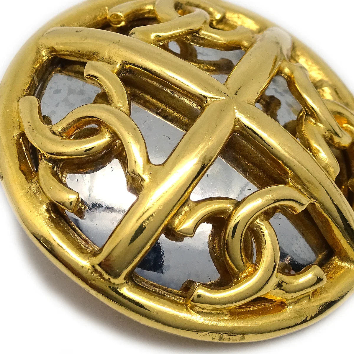 Chanel Button Earrings Gold Clip - On 93P/2939