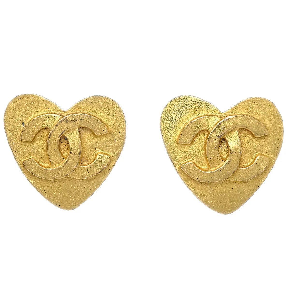 Chanel Heart Earrings Clip - On Gold 95P