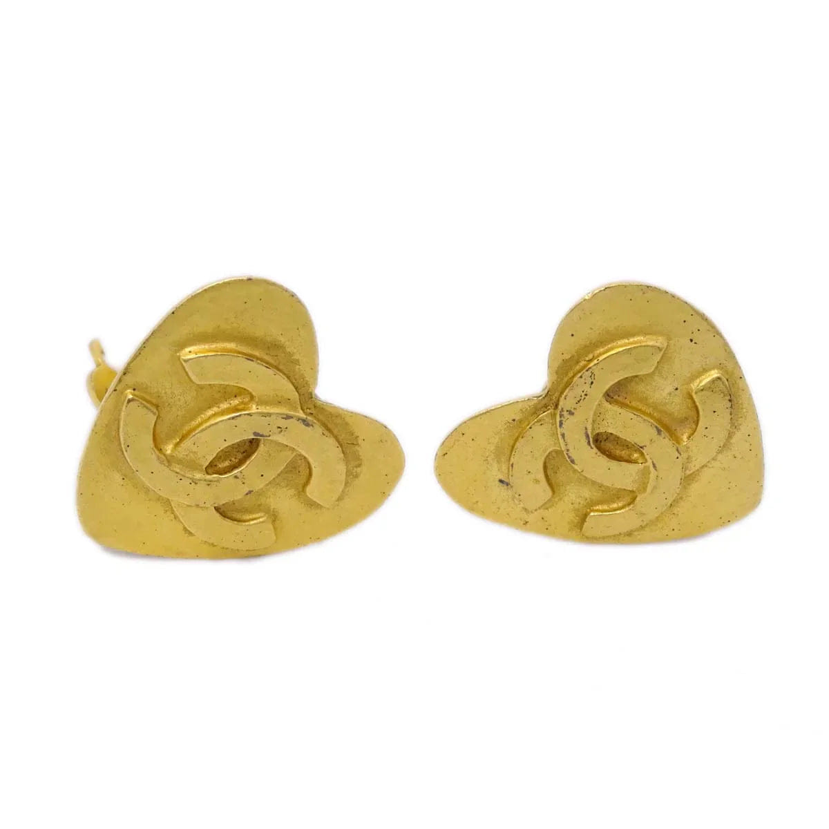 Chanel Heart Earrings Clip - On Gold 95P