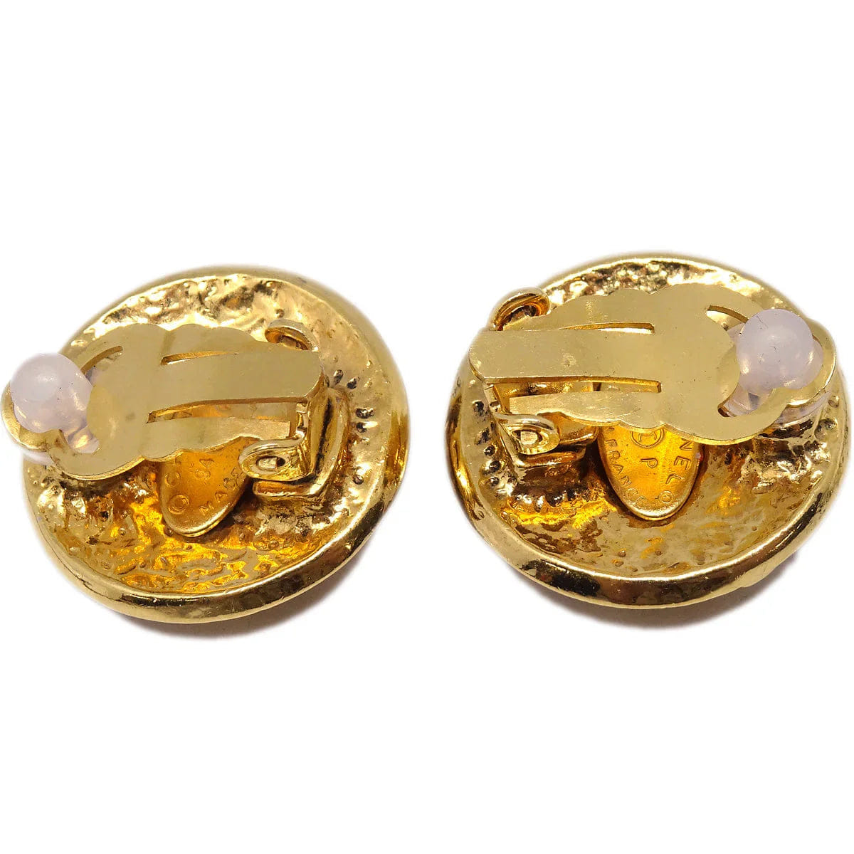 Chanel Button Earrings Clip - On Gold 94P