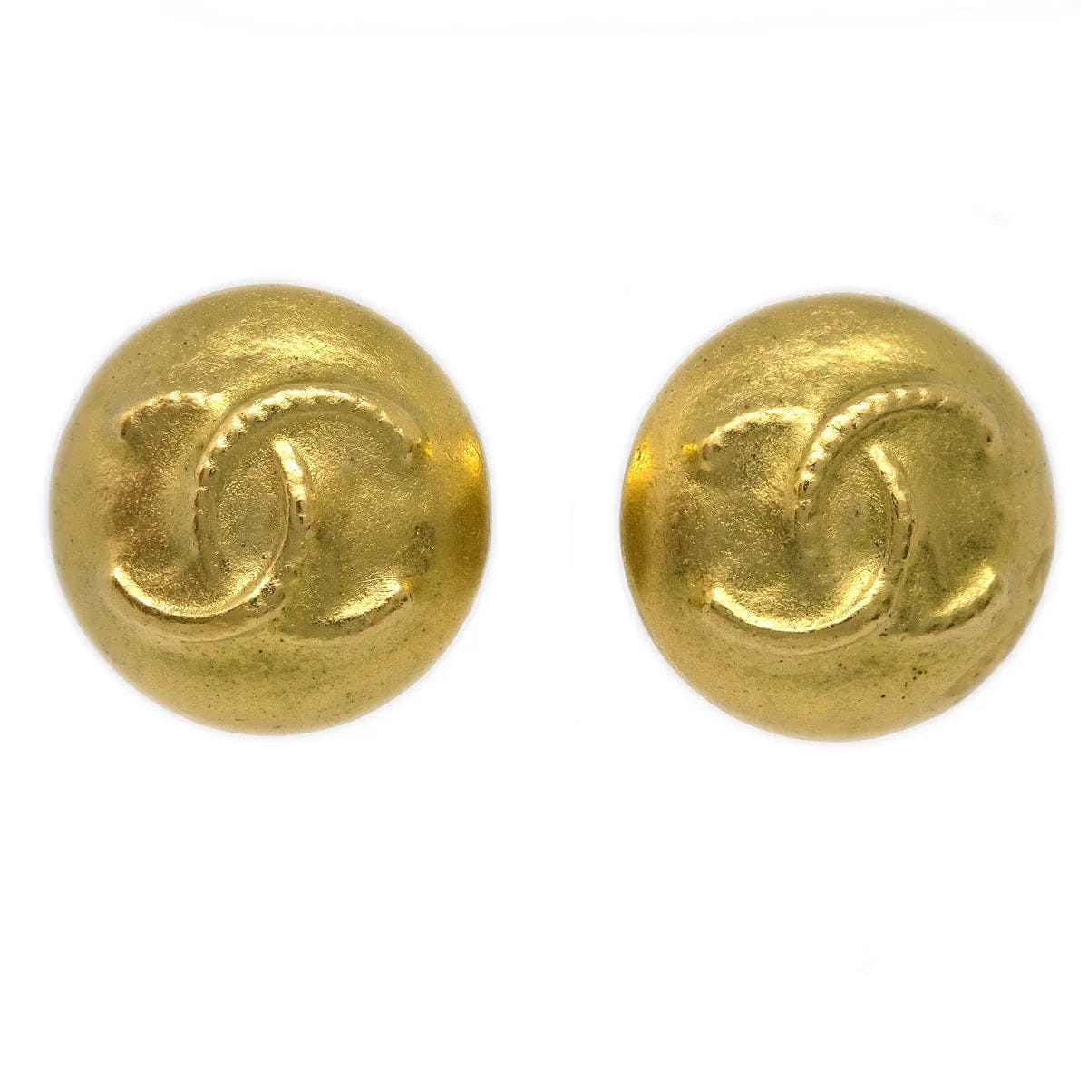Chanel Gold Button Earrings Clip - On 95C