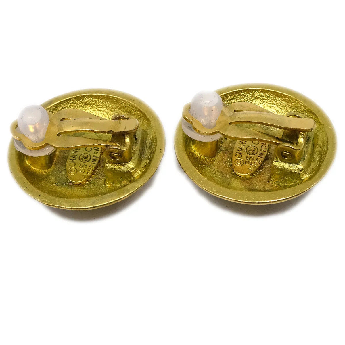 Chanel Gold Button Earrings Clip - On 95C