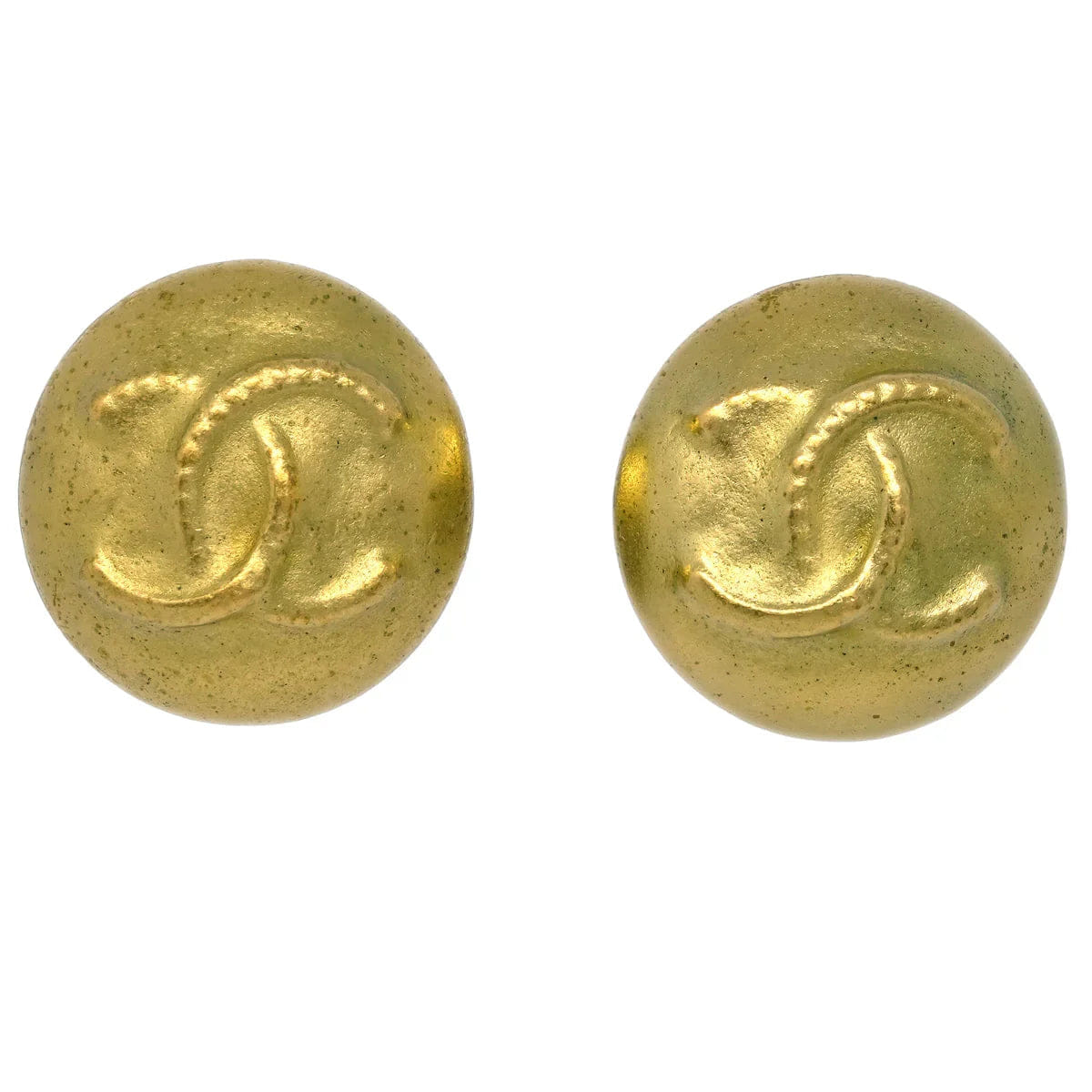 Chanel Button Earrings Clip - On Gold 95C