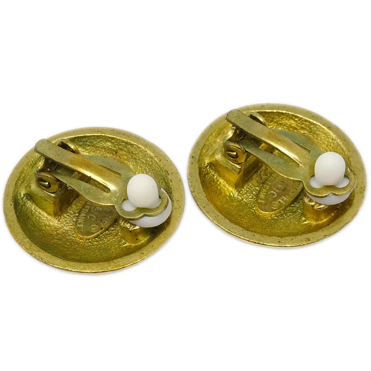 Chanel Button Earrings Clip - On Gold 95C