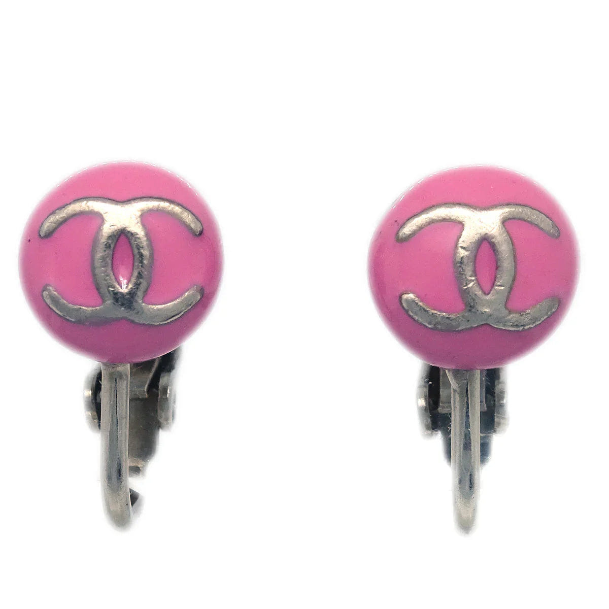 Chanel Button Earrings Clip - On Pink 03C