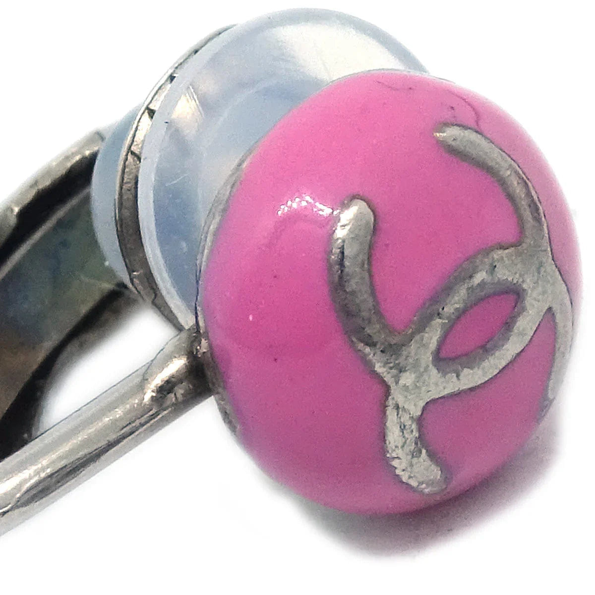 Chanel Button Earrings Clip - On Pink 03C