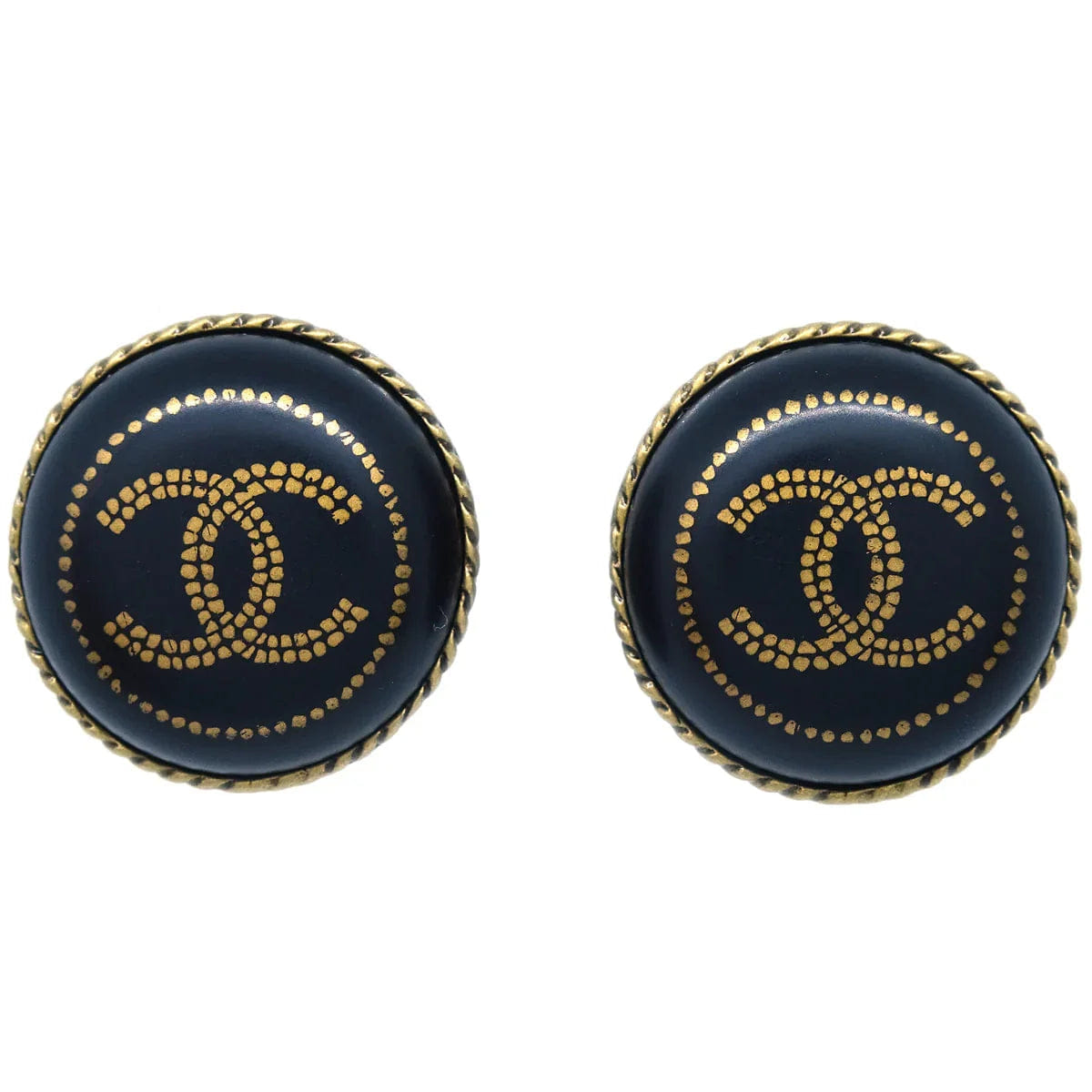 Chanel Black Button Earrings Clip - On 00A