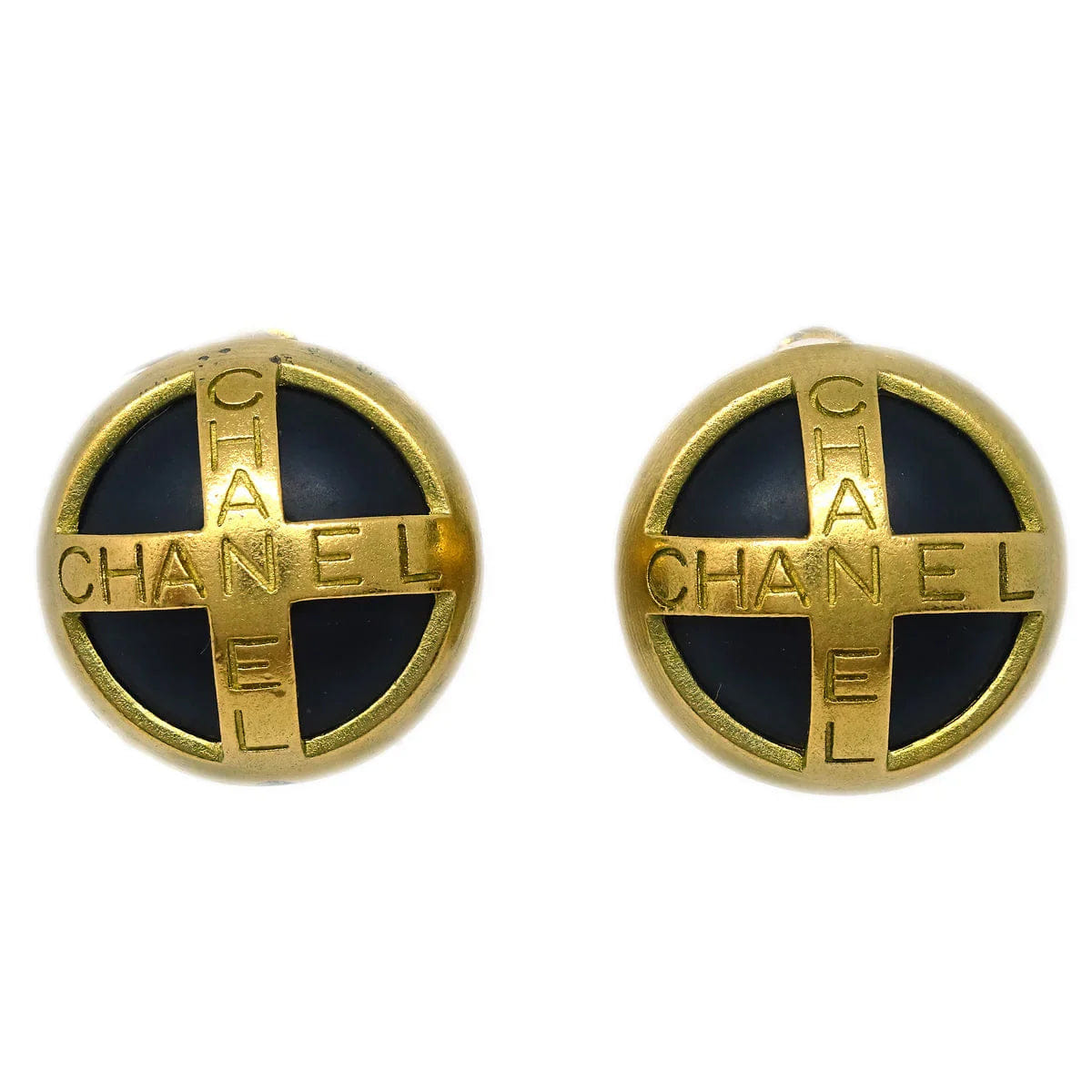 Chanel Gold Button Earrings Clip - On 95P