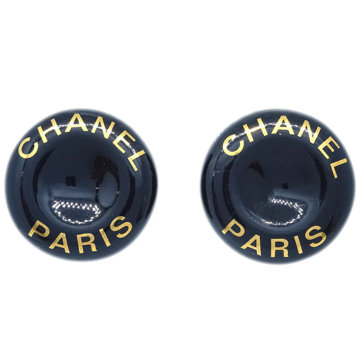 Chanel Black Button Earrings Clip - On 97P