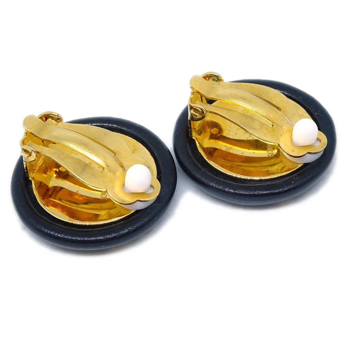 Chanel Black Button Earrings Clip - On 97P