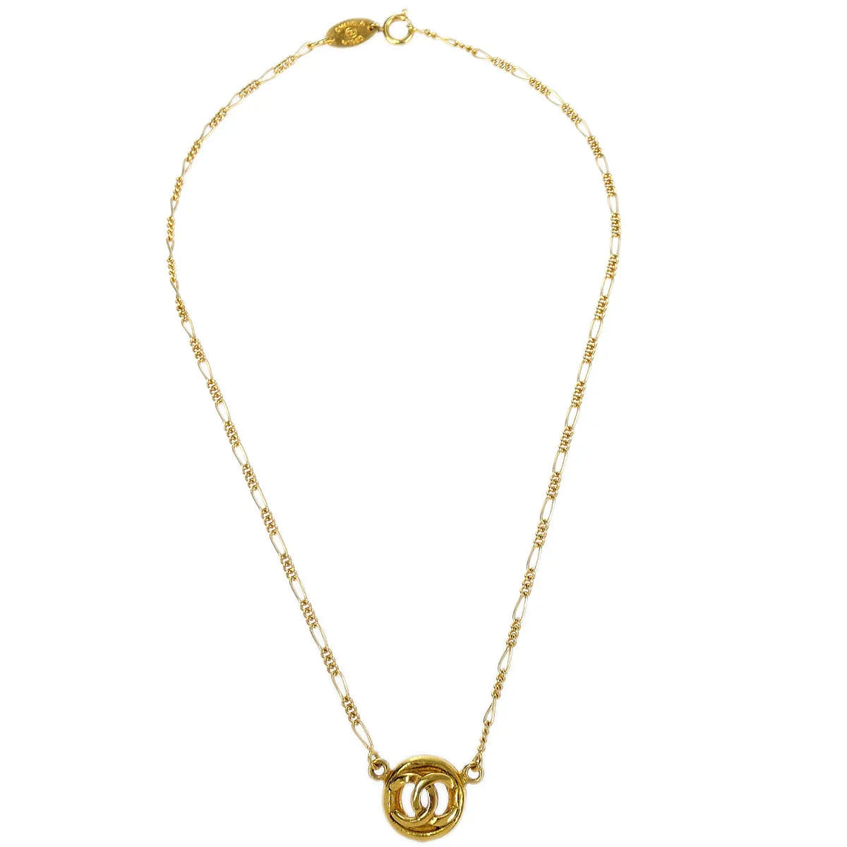 Chanel 1983 Round CC Gold Chain Pendant Necklace