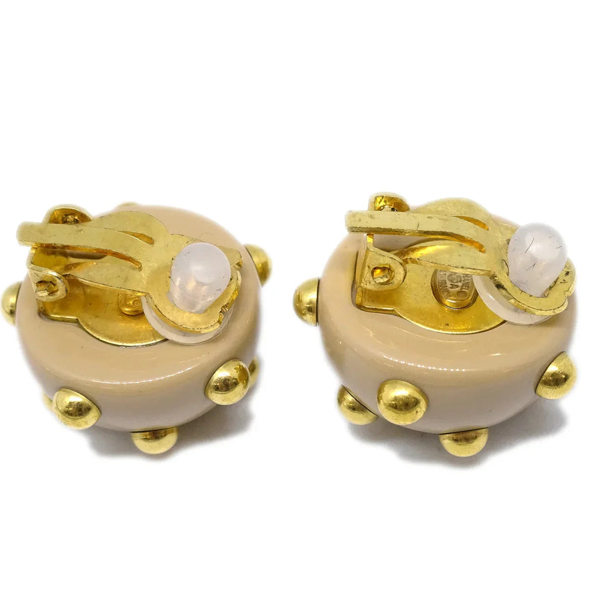 Chanel Studs Button Earrings Beige Clip - On 00A