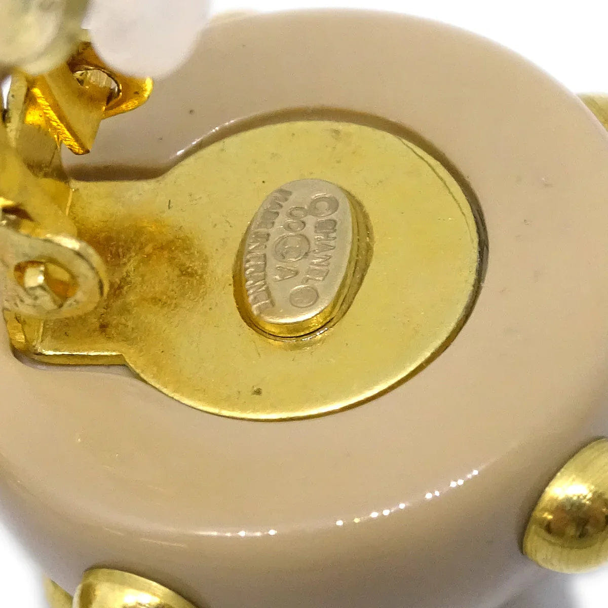 Chanel Studs Button Earrings Beige Clip - On 00A