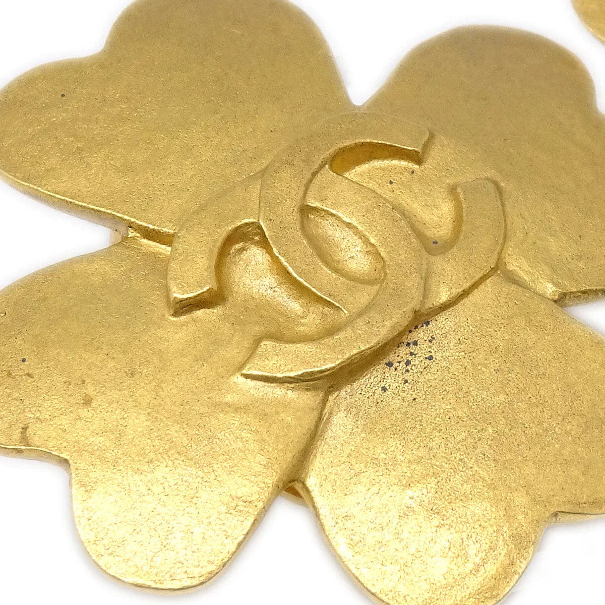 Chanel Clover Earrings Clip - On Gold 95P