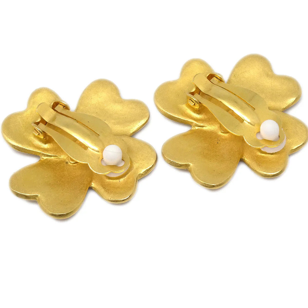 Chanel Clover Earrings Clip - On Gold 95P