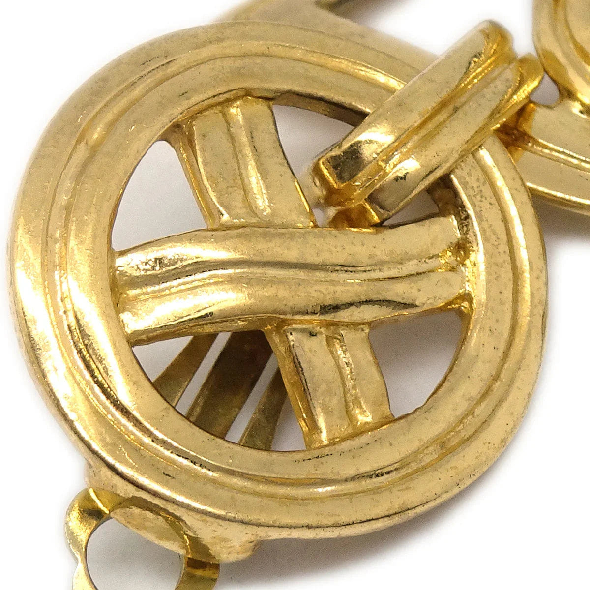 Chanel Dangle Hoop Earrings Clip - On Gold 96P