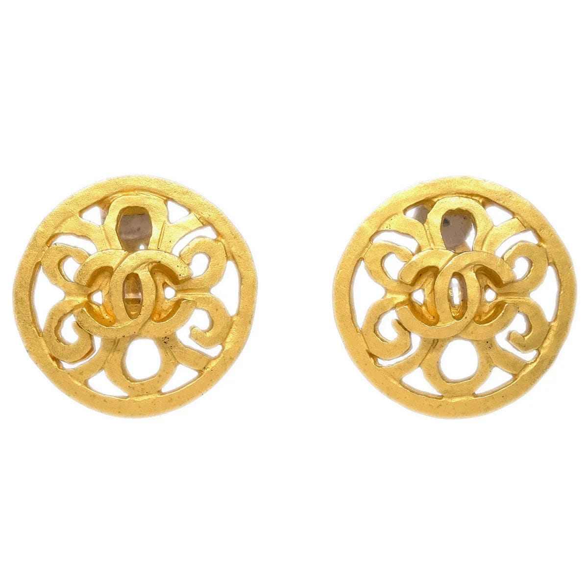Chanel Floral Earrings Clip - On Gold 95P