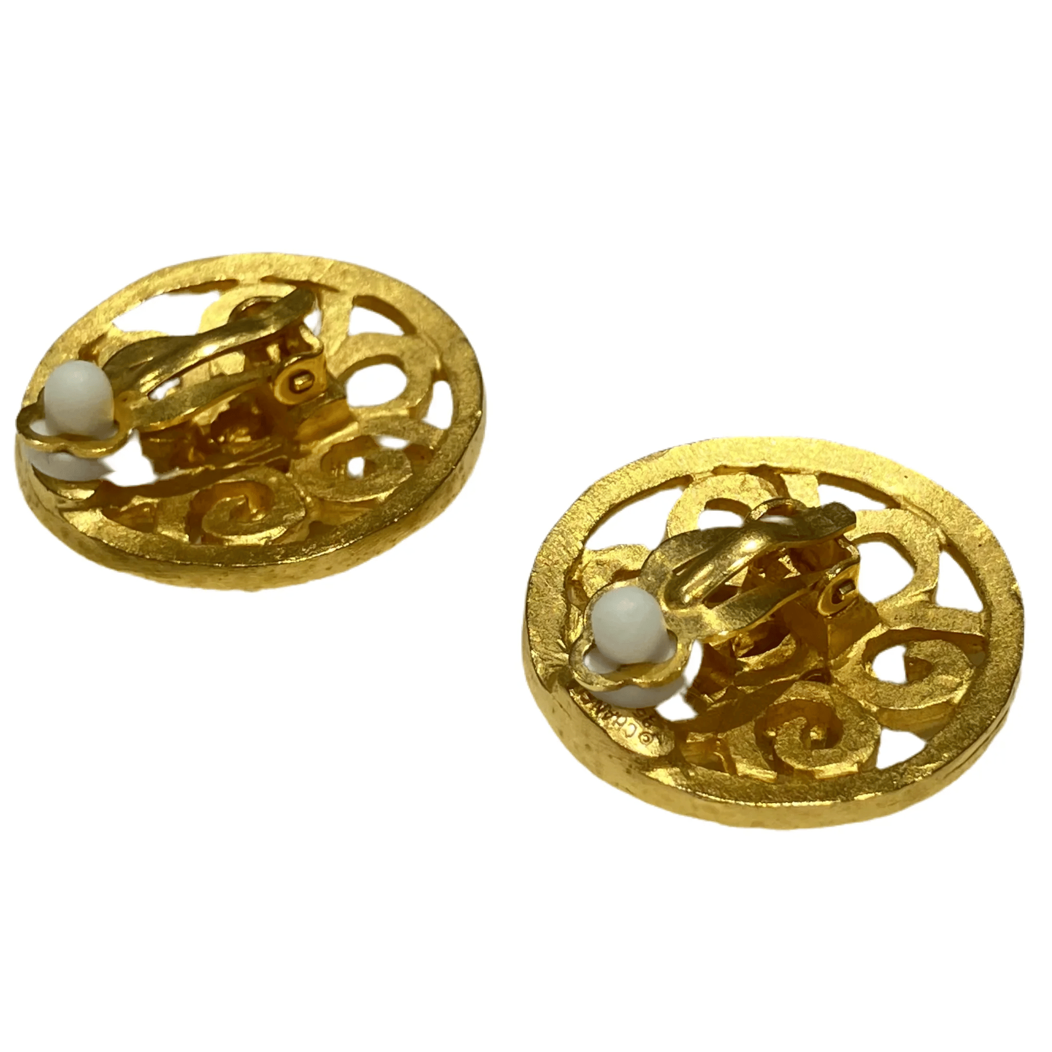 Chanel Floral Earrings Clip - On Gold 95P
