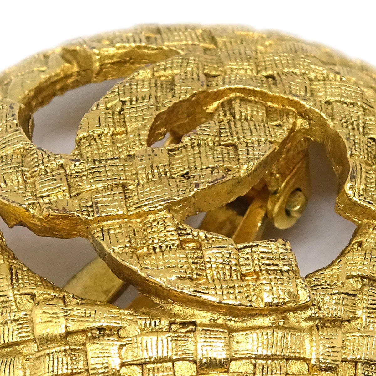 Chanel 1994 Woven CC Cutout Earrings Gold Clip - On