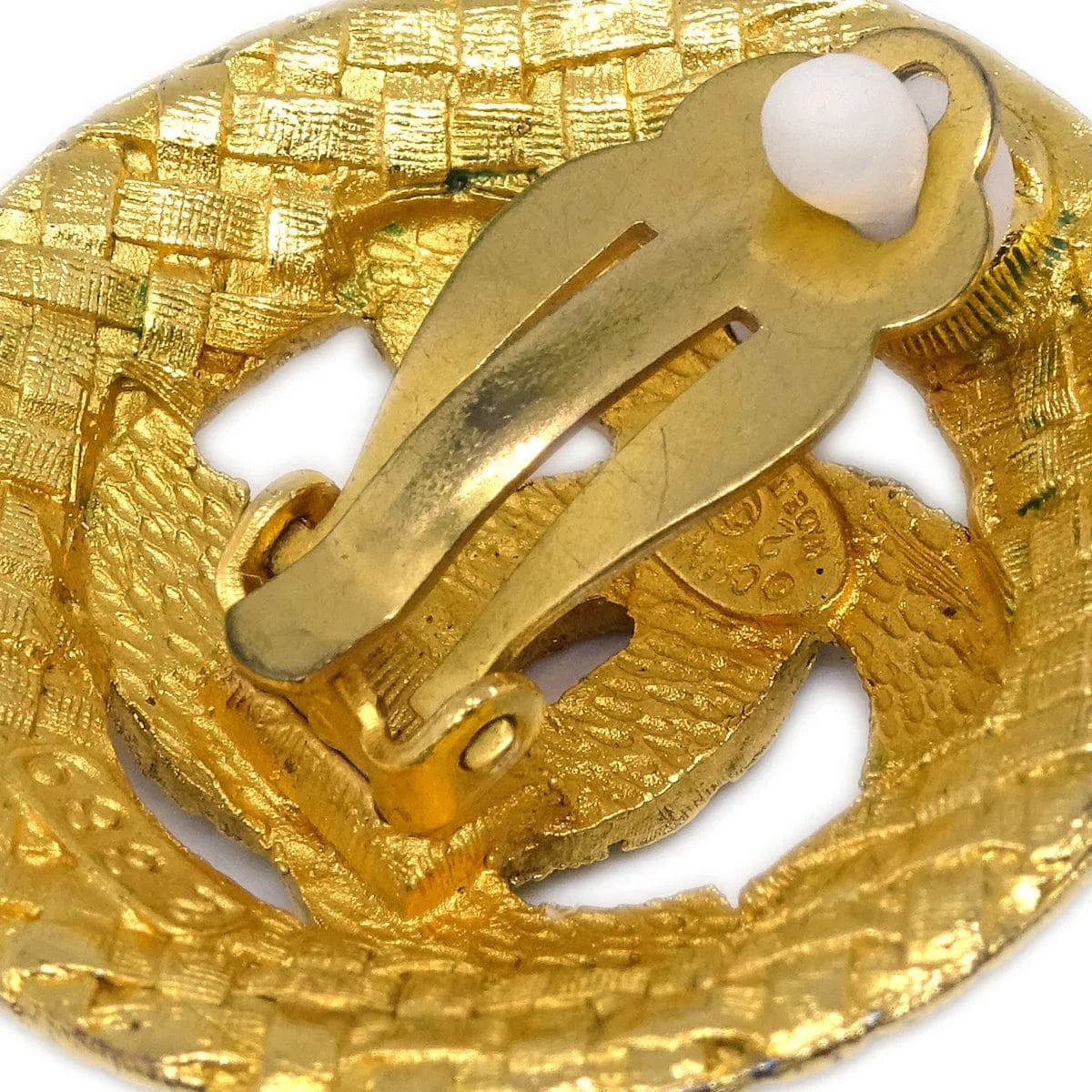 Chanel 1994 Woven CC Cutout Earrings Gold Clip - On