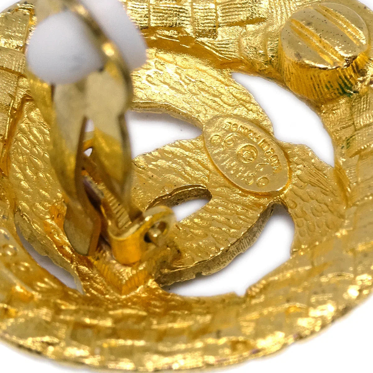 Chanel 1994 Woven CC Cutout Earrings Gold Clip - On