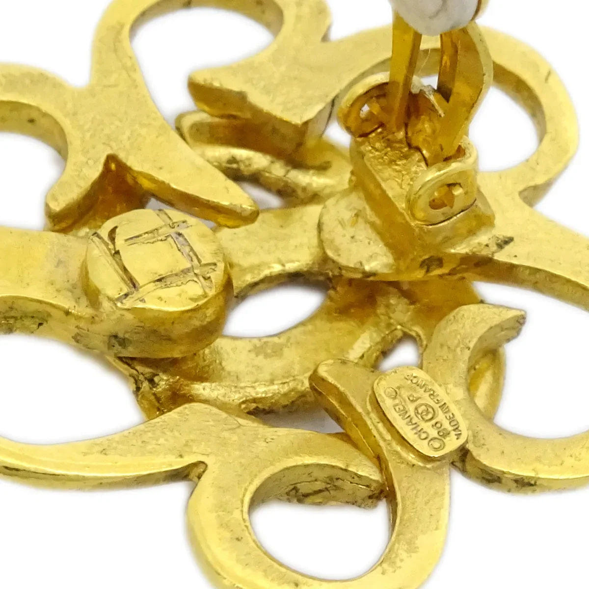 Chanel 1996 Flower Earrings Clip - On Gold 96P