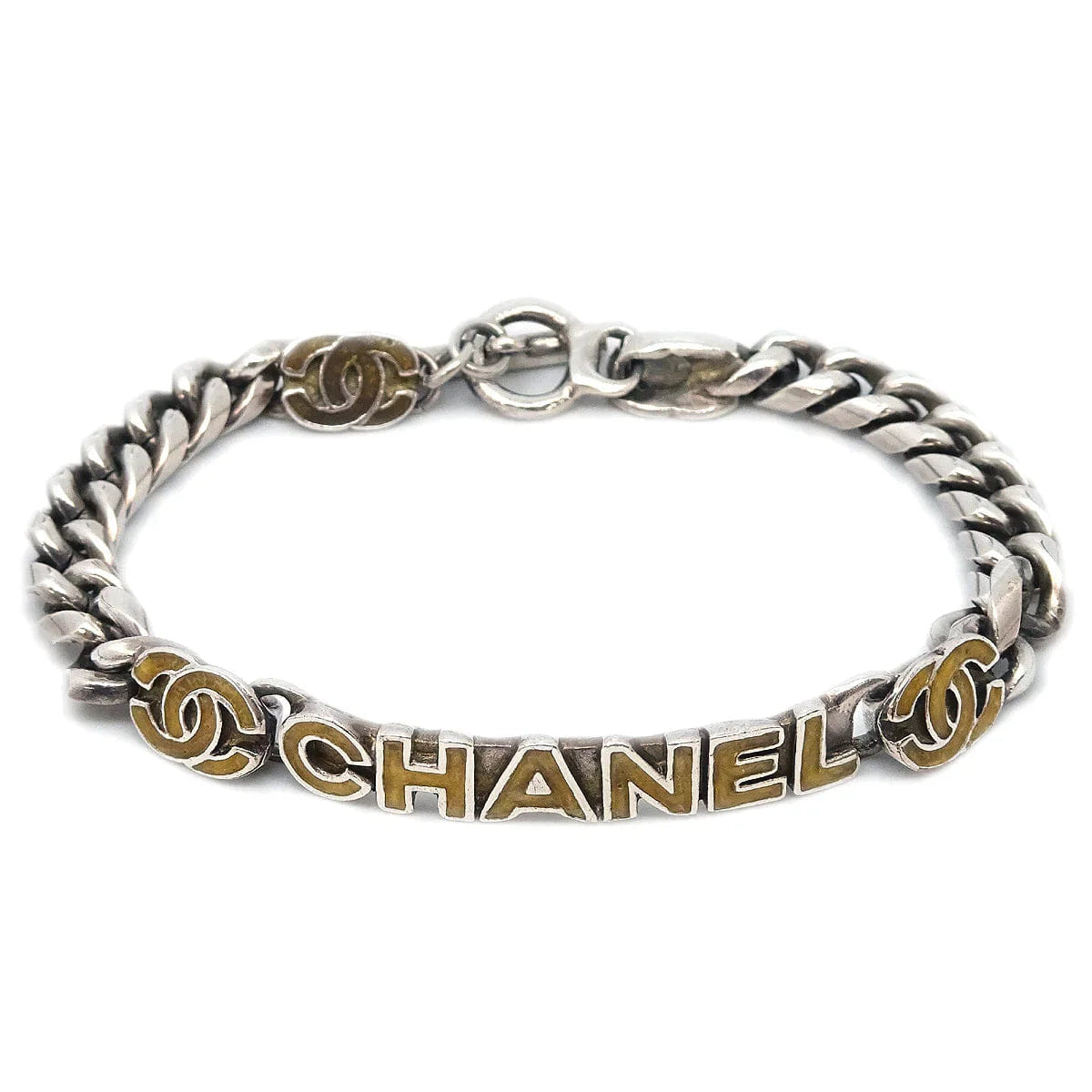 Chanel 2000SS Logo & CC Bracelet Silver
