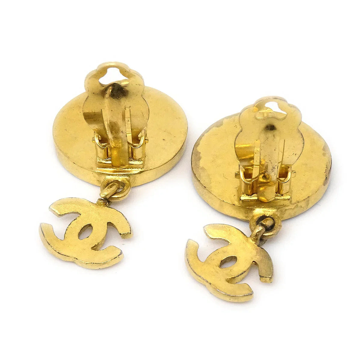 Chanel 1995 Mother of Pearl Shell CC Earrings Clip - On