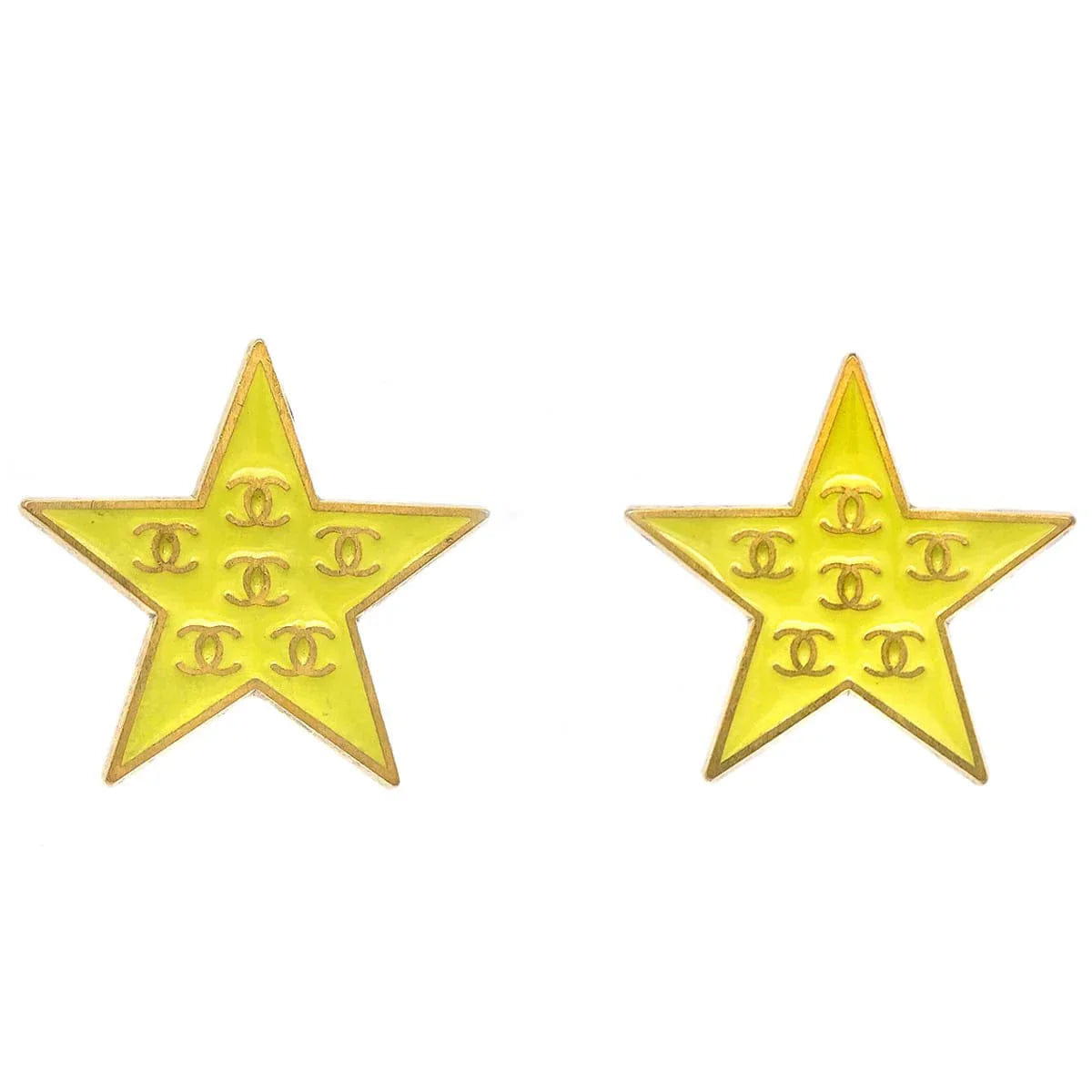 Chanel Star Earrings Clip - On Yellow 01P
