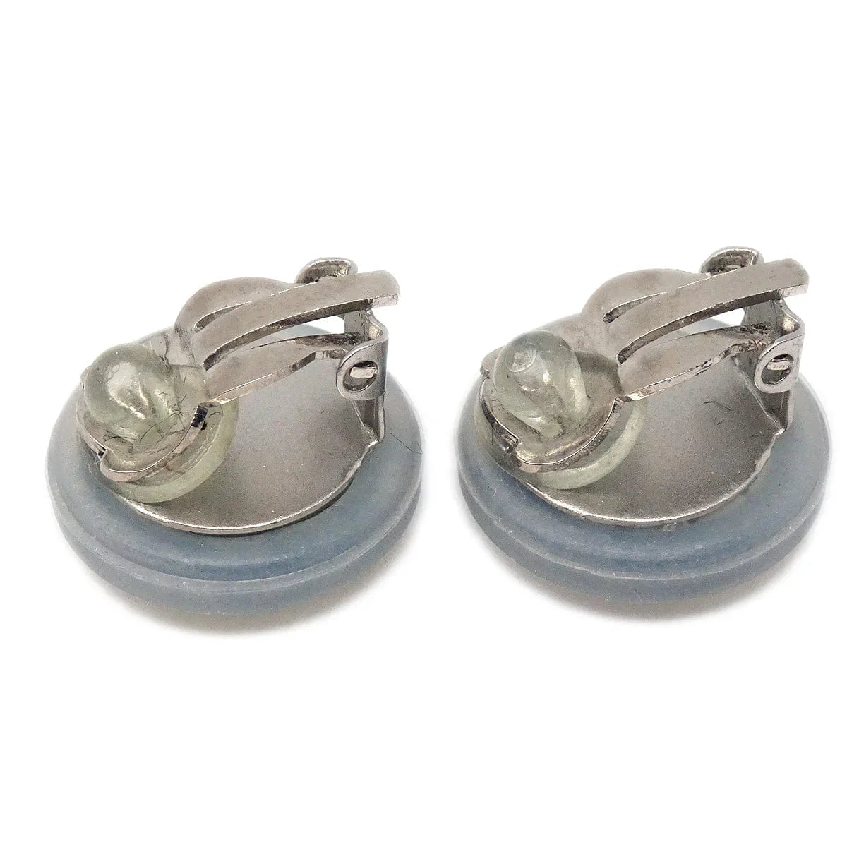 Chanel 1999SS Button Earrings Clip - On Gray 99S